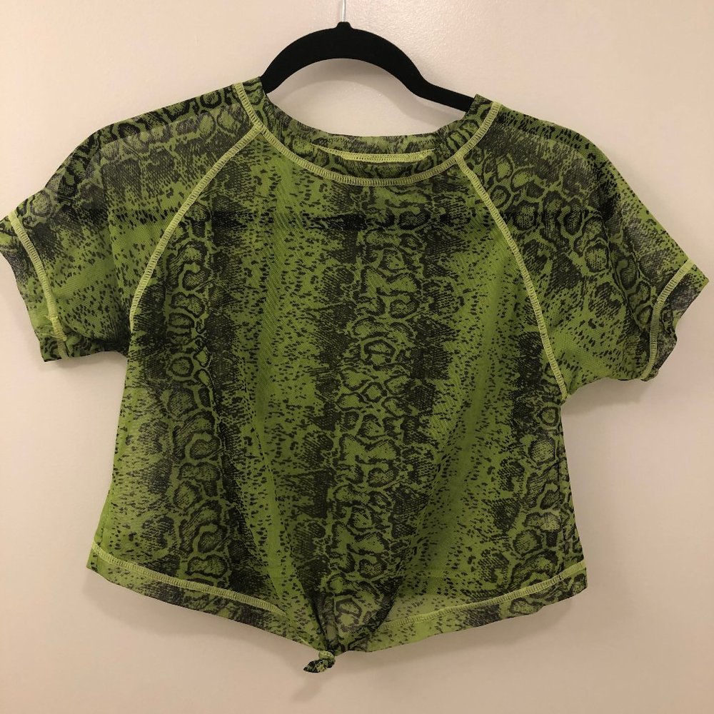 NEON GREEN MESH ANIMAL PRINT